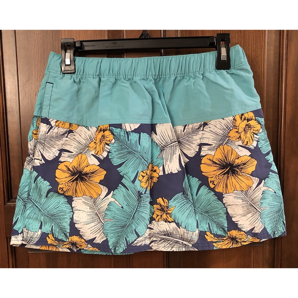 Preowned Womens Medium Patagonia Blue Floral Athletic  Casual Board Skirt‎